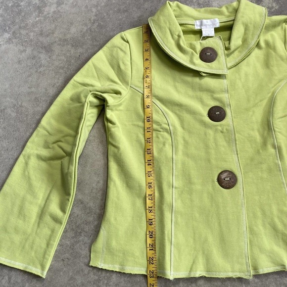 Soft Surroundings Jacket Womens Medium Nirvana Lime Button Closure New - Picture 4 of 11
